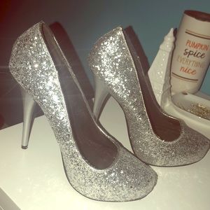 Sparkly silver heels